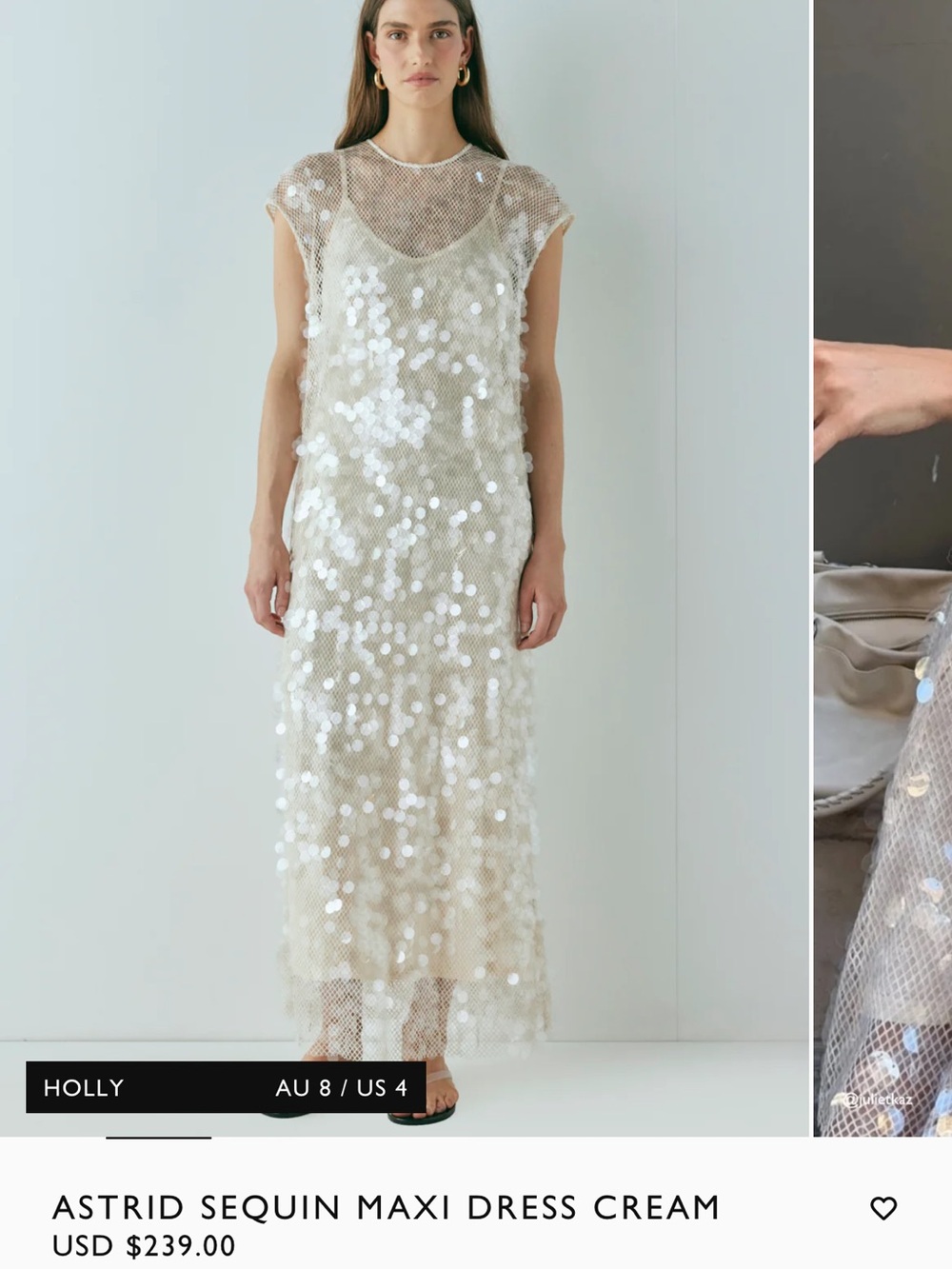 Astrid Cream Sequin Mesh Maxi Dress